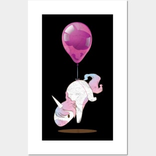 Unicorn on Balloon T-Shirt Posters and Art